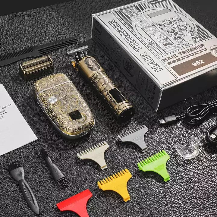 Professional Hair Clippers Set T Blade Hair Trimmer for Men Barber Electric Shavers Cordless Beard Razor Trimmer Kit