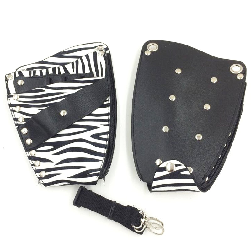 PU Leather Rivet Hair Scissor Bag Clips Bag Hairdressing Barber Scissor Holster Pouch Holder Case with Waist Shoulder Belt