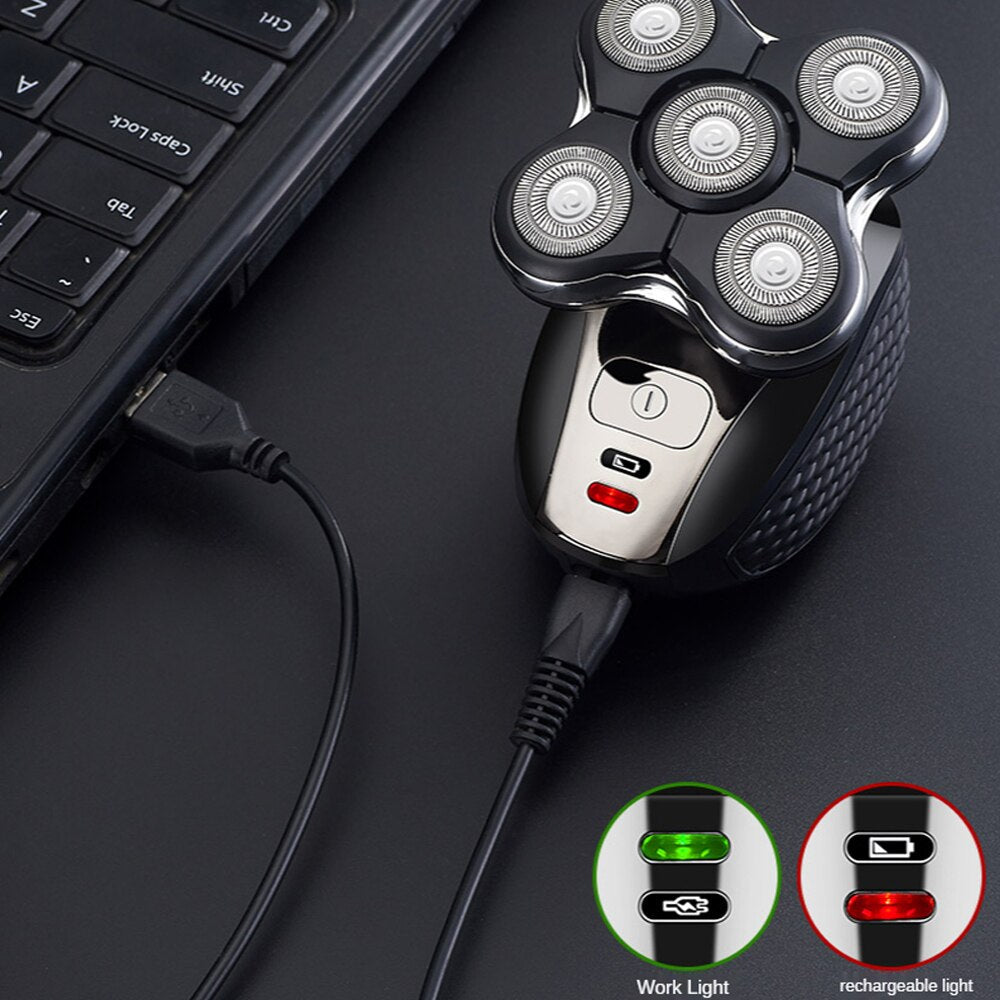 Electric Shaver USB Rechargeable IPX6 Ergonomic Design for Men Women Bald Head Polish Hair Clipper Trimmer