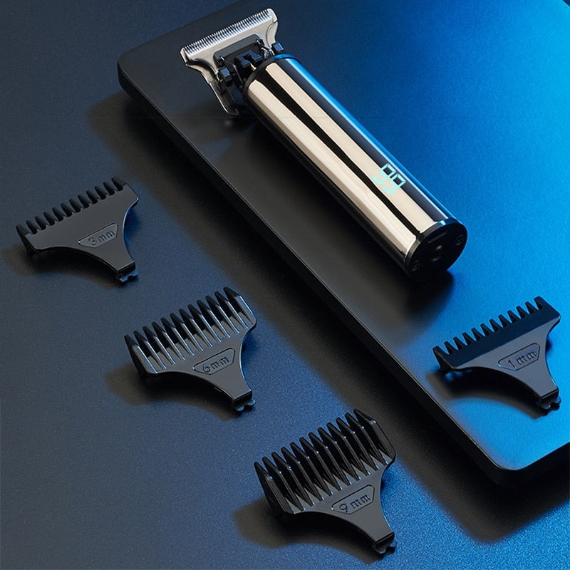 Electric Hair Clipper for Men Wireless Hair Trimmer T Blade USB Rechargeable 0mm Barber Haircut Shaver Machine Digital Display