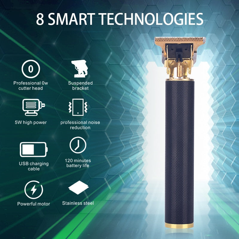 USB Rechargeable T9 Baldheaded Hair Clipper Electric Hair Trimmer Cordless Shaver Trimmer 0mm Men Barber Hair Cutting Machine