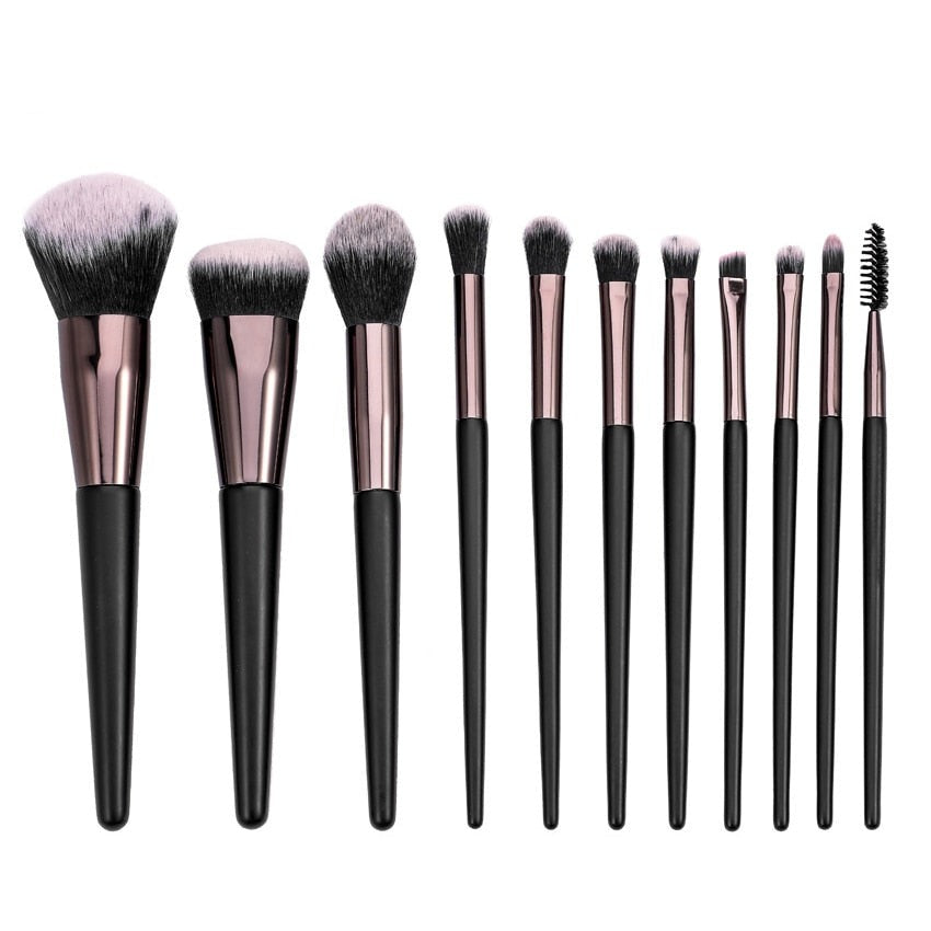 11pcs Makeup Brushes Set Hair Soft Beauty Foundation Eyeshadow Brushes Make Up Wood Cosmetic Kit Eyelashes
