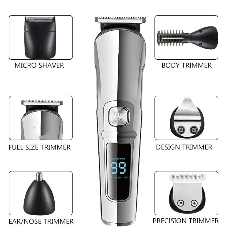 Professional Multifunction Beard Hair Trimmer Waterproof 6 In 1 Hair Clipper Electric Razor for Men Grooming  Kit