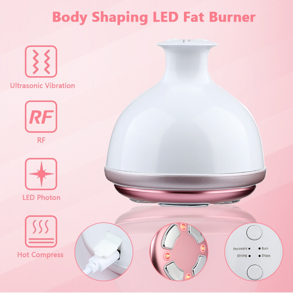 RF Body Shaping LED Fat Burner Ultrasonic Vibration LED Photon Hot Compress Anti Cellulite Weight Loss Slimming Massage