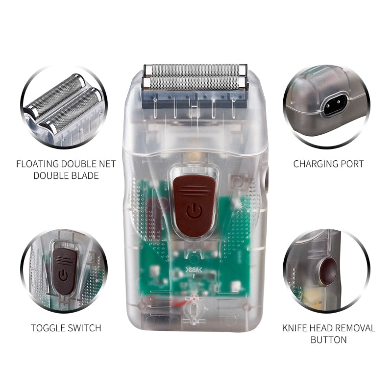 Rechargeable Electric Hair Clipper Men Hair Cutting Machine Transparent Cover Beard Hair Trimmer Cordless Hair Clipper Set