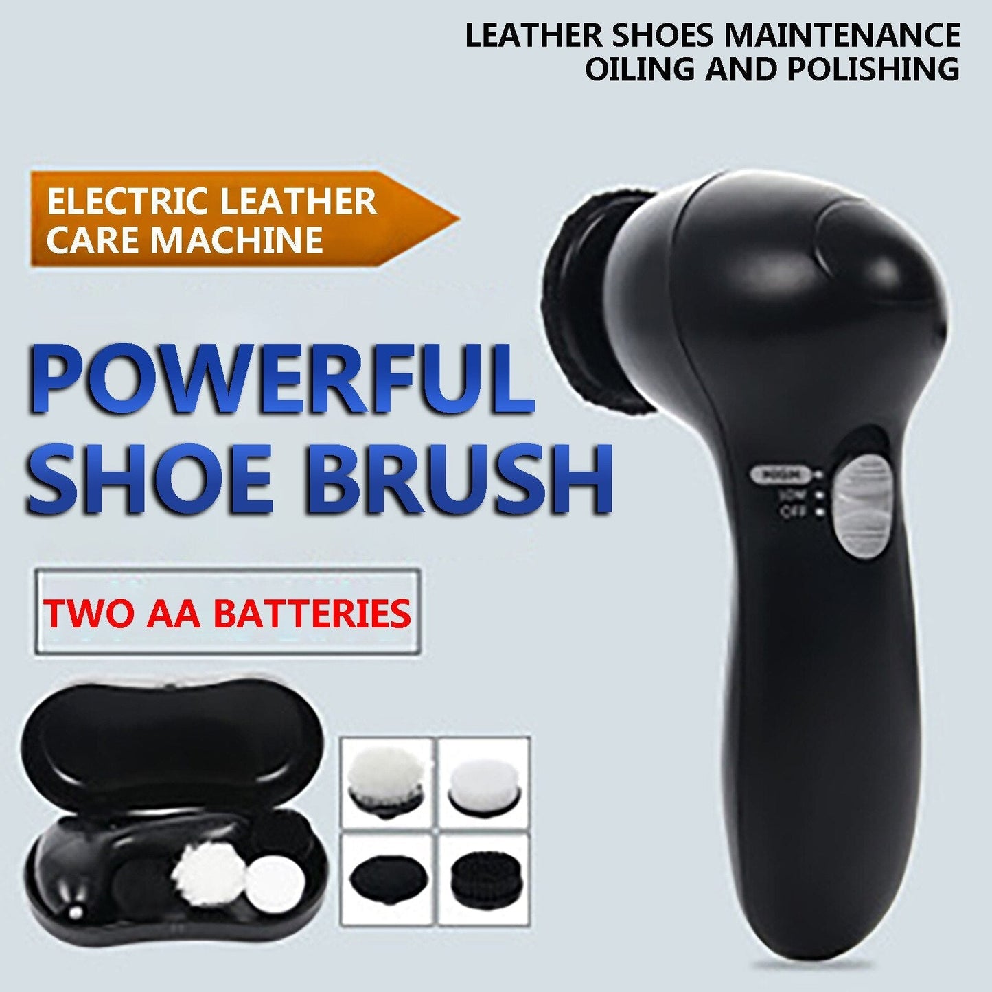 Electric Shoe Polisher Brush Leather Shoes Cleaning Repair Polishing Dust Collector Portable Leather Care Kit - Four Brush Heads