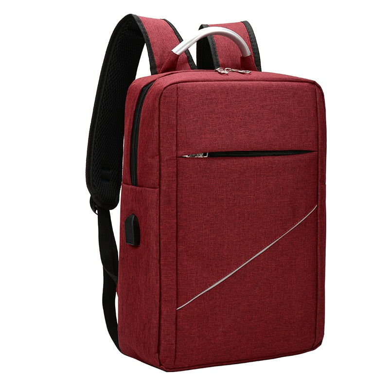 Backpack For Men Luxury Waterproof Nylon Bag For Laptop USB Charging Business Solid Color Rucksack Man Simple Bagpack