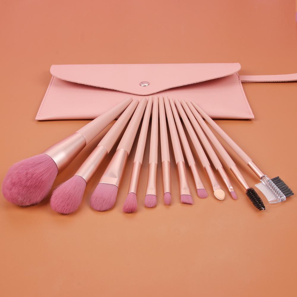 12pcs Nude Pink Makeup Brushes Kit Beauty Make Up Tool Loose Powder Concealer Blush Eyeshadow Brush Cosmetic Set