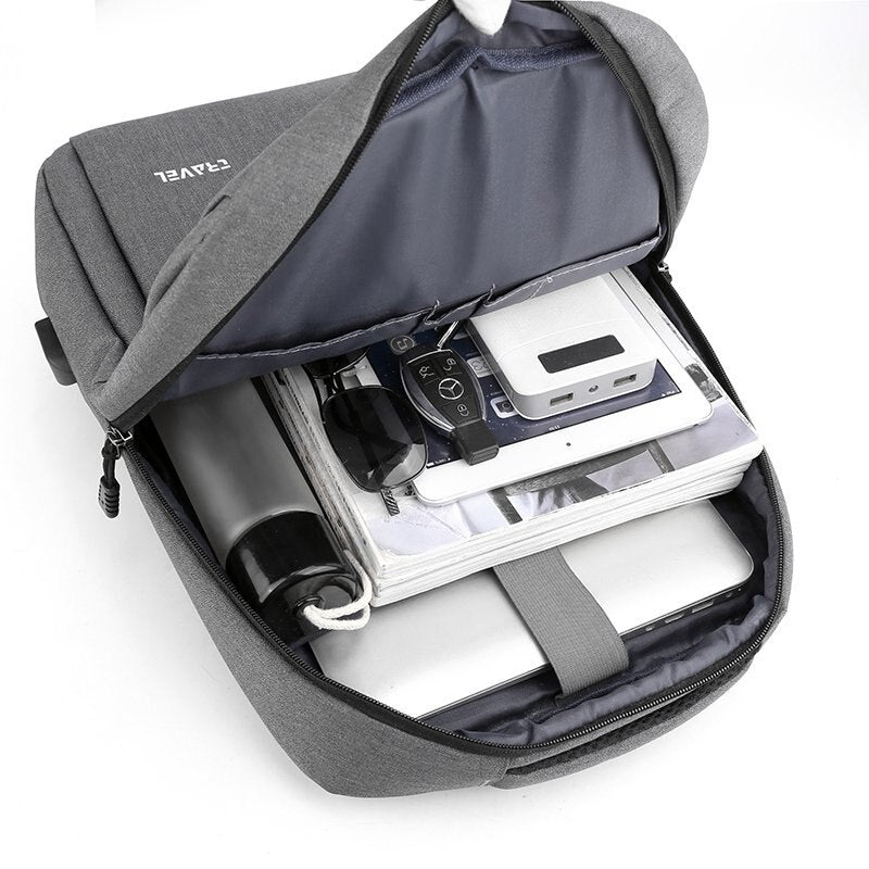 Business Mens Backpack USB Charging Waterproof Bag Multifunction Anti-theft Rucksack For Laptop 15.6 Inch Reflective Design