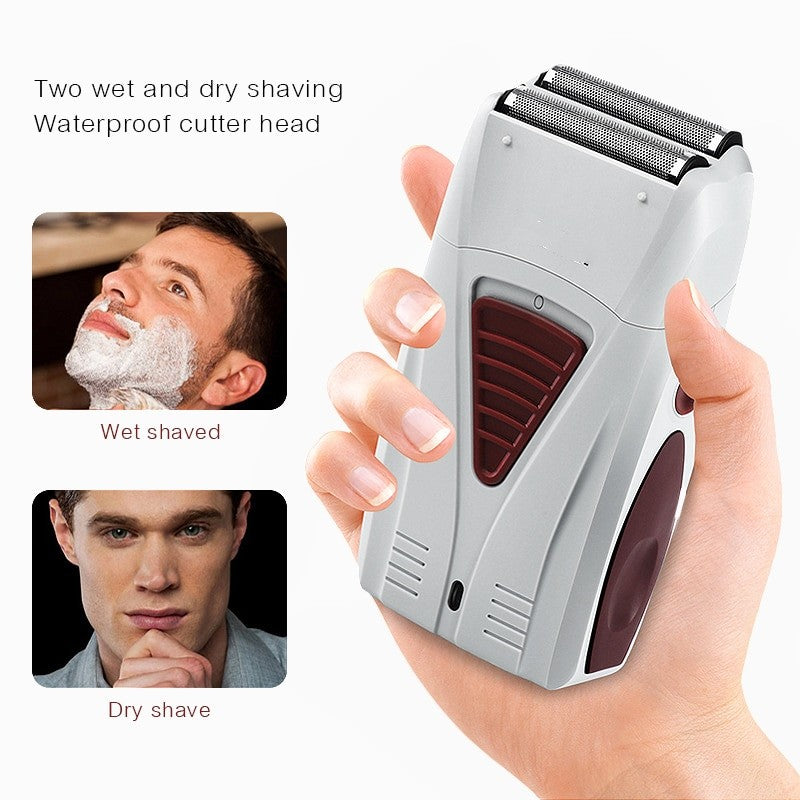 Men's Shaver Beard Travel USB Double Blade Shaving Trimmer Short Hair Removal Male Machine Clipper