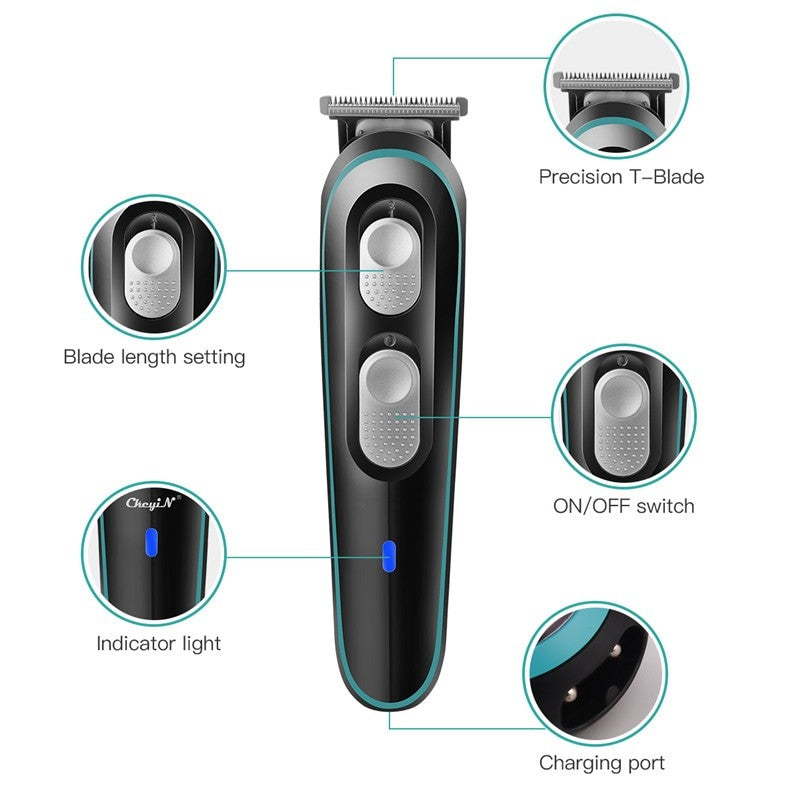 2 In 1 Electric Hair Clipper Beard Trimmer For Men Cordless Rechargeable Haircutter Pro Powerful Cutting Shaver Travel Home