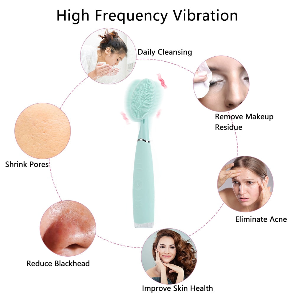 Ultrasonic Facial Cleansing Rechargeable Vibration Face Cleaning Brush Face Washing Pore Clean Massager Skin Care Tool