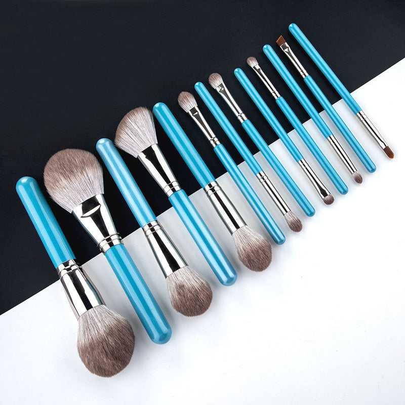 13 pcs Blue Makeup Brushes Set Powder Blush Blending Eye shadow Lip Cosmetic Beauty Make Up Brush