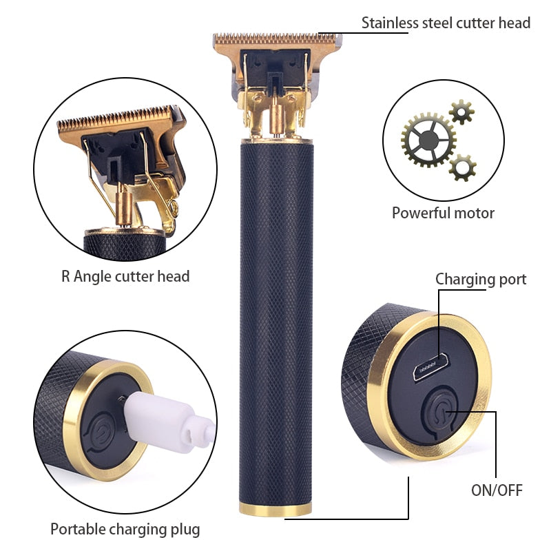 USB Rechargeable T9 Baldheaded Hair Clipper Electric Hair Trimmer Cordless Shaver Trimmer 0mm Men Barber Hair Cutting Machine