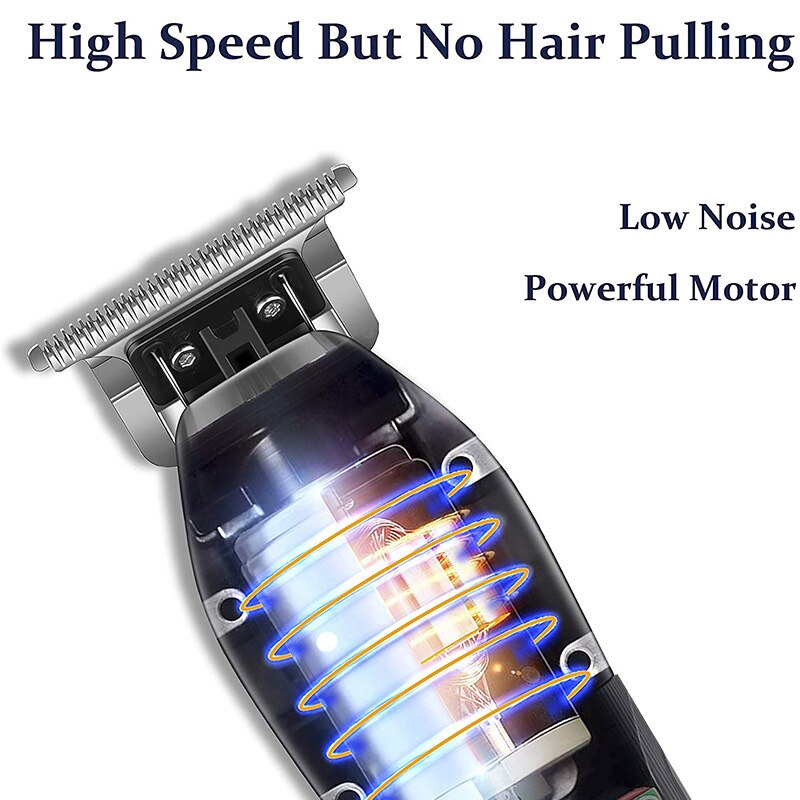 Metal Outlining Trimmer Hair Clipper Zero-gap Exposed T-blade with 360 View for Edge-ups Hard Line