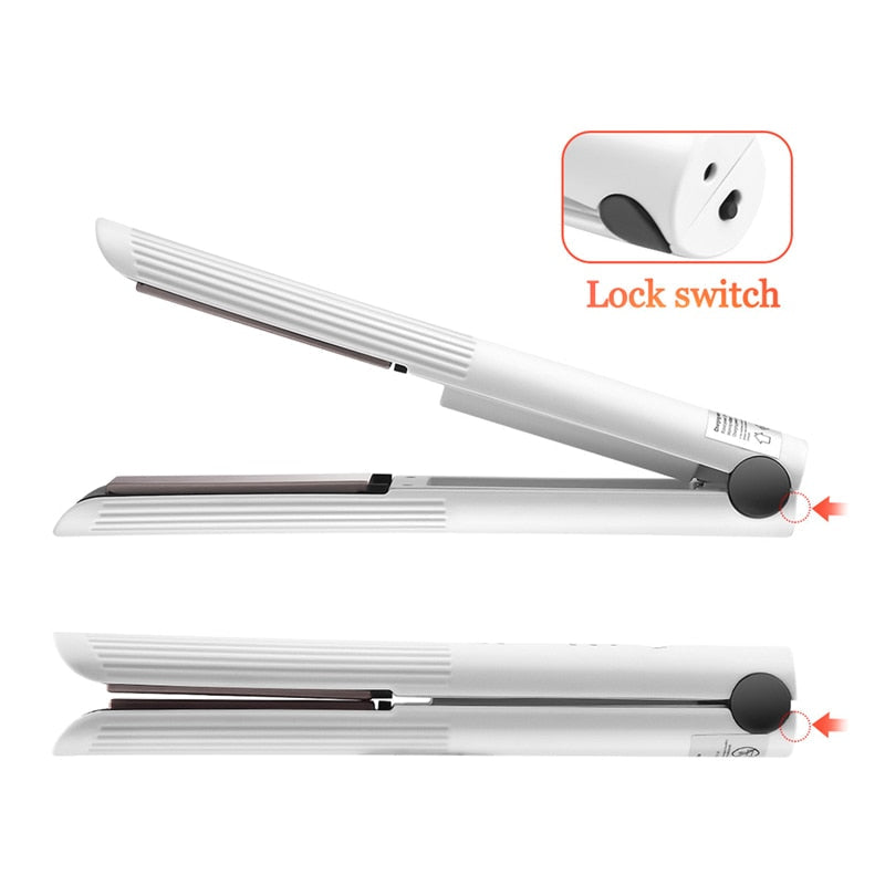Rechargeable Hair Straightener Cordless Flat Iron Curler Ceramic Heating Portable Straightening Curling For Home Traveling Tools