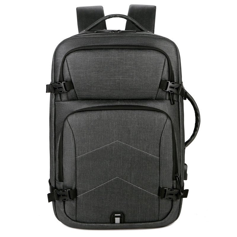Mens Casual Backpack USB Charging Luxury Laptop Bag Waterproof Waxy Glue Gray Multifunctional Urban Business Rucksack Man
