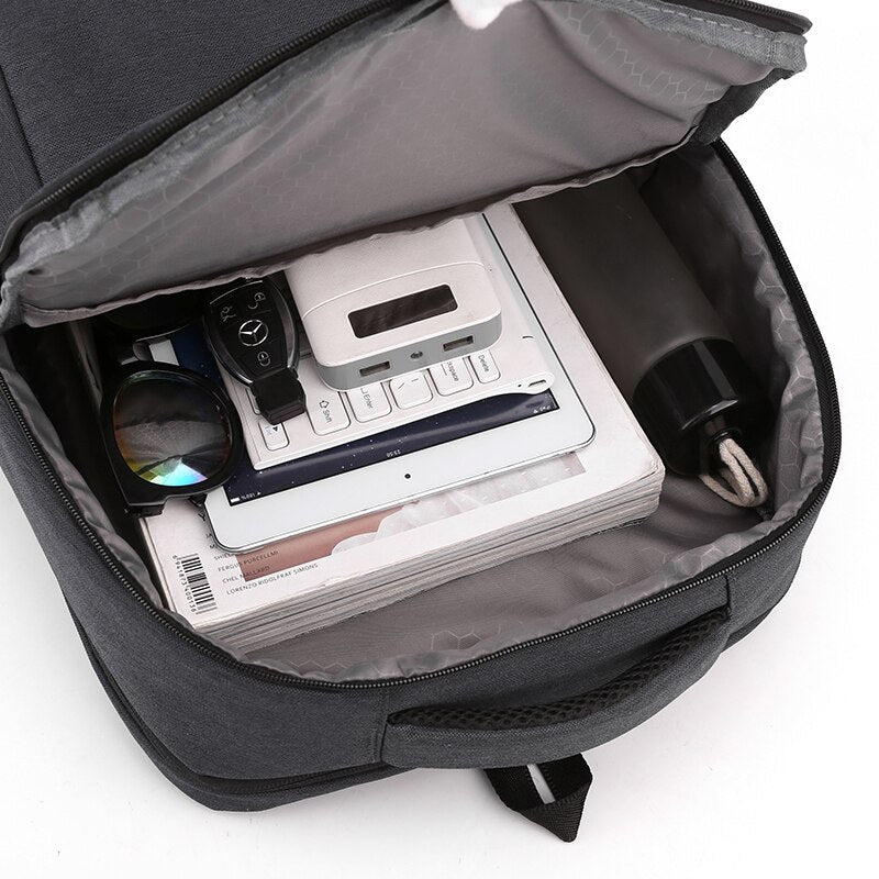 Mens Grey Backpacks Urban USB Charging Luxury Waterproof Laptop Bag 15.6-inch Multifunctional Portable Unisex Rucksack Man