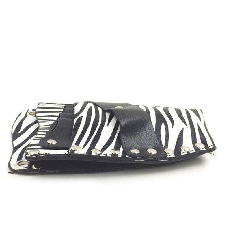 PU Leather Rivet Hair Scissor Bag Clips Bag Hairdressing Barber Scissor Holster Pouch Holder Case with Waist Shoulder Belt