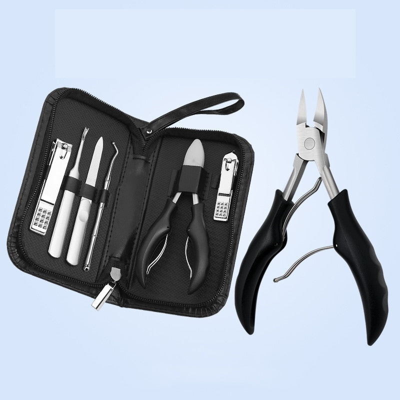 6Pcs/lot Manicure Set Pedicure Sets Nail Clipper Stainless Steel Professional Nail Cutter Tools with Travel Case Kit