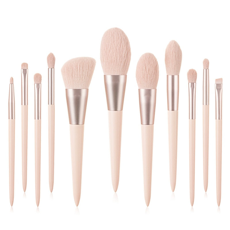 11Pcs Pink Makeup Brush Set Eye Shadow Blending Eyeliner Eyelash Eyebrow Brushes For Women Beauty Glitter Make Up Brush Tools