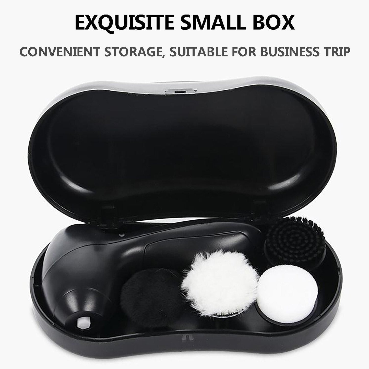 Electric Shoe Polisher Brush Leather Shoes Cleaning Repair Polishing Dust Collector Portable Leather Care Kit - Four Brush Heads