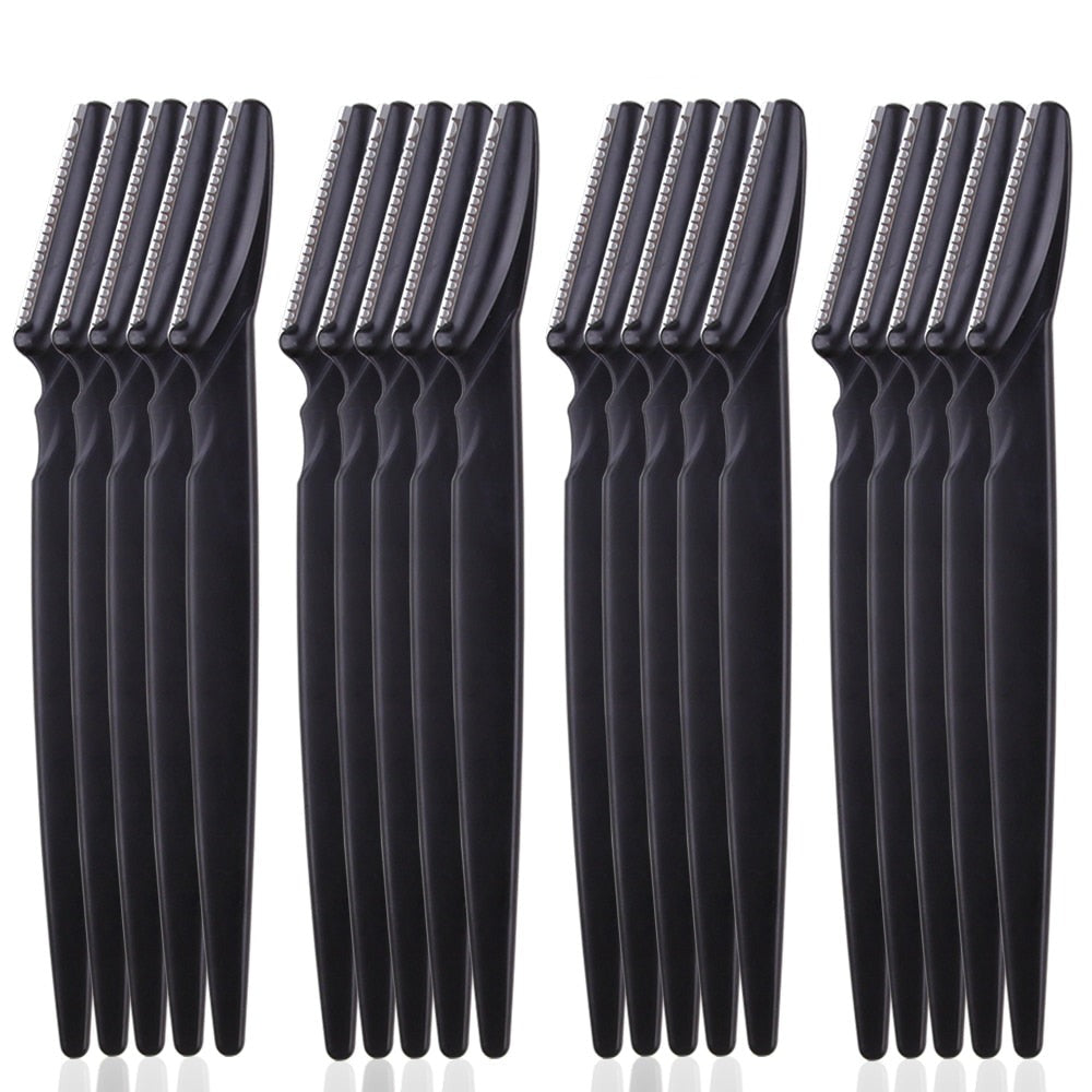 100PCS Eyebrow Shaper Portable Shaver Eye Brow Trimmer Shaping Scissors Cutter Woman Face Blade Shaper Hair Remover Makeup Tool