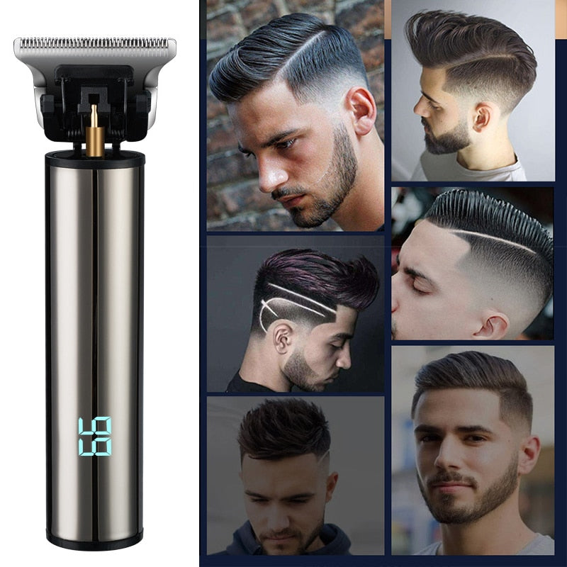 Electric Hair Clipper for Men Wireless Hair Trimmer T Blade USB Rechargeable 0mm Barber Haircut Shaver Machine Digital Display