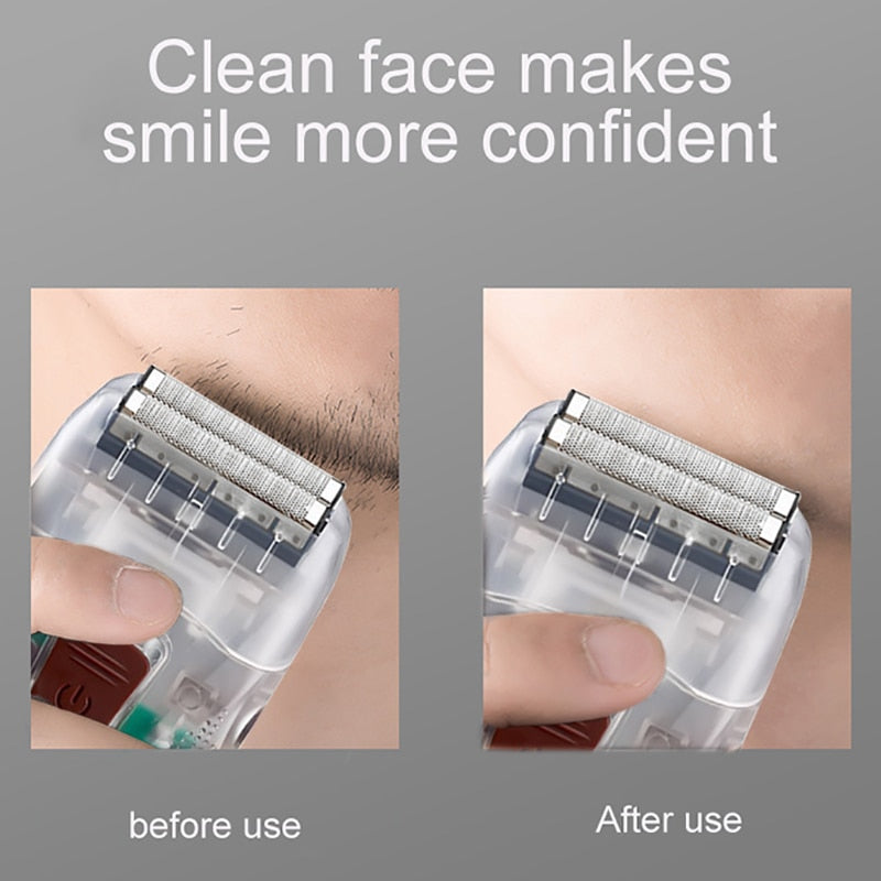 Barber Shaver Shaper Electric Shaver Rechargeable Beard USB Electric Razor for Oil Head Bald Head Shaving Machine Push White