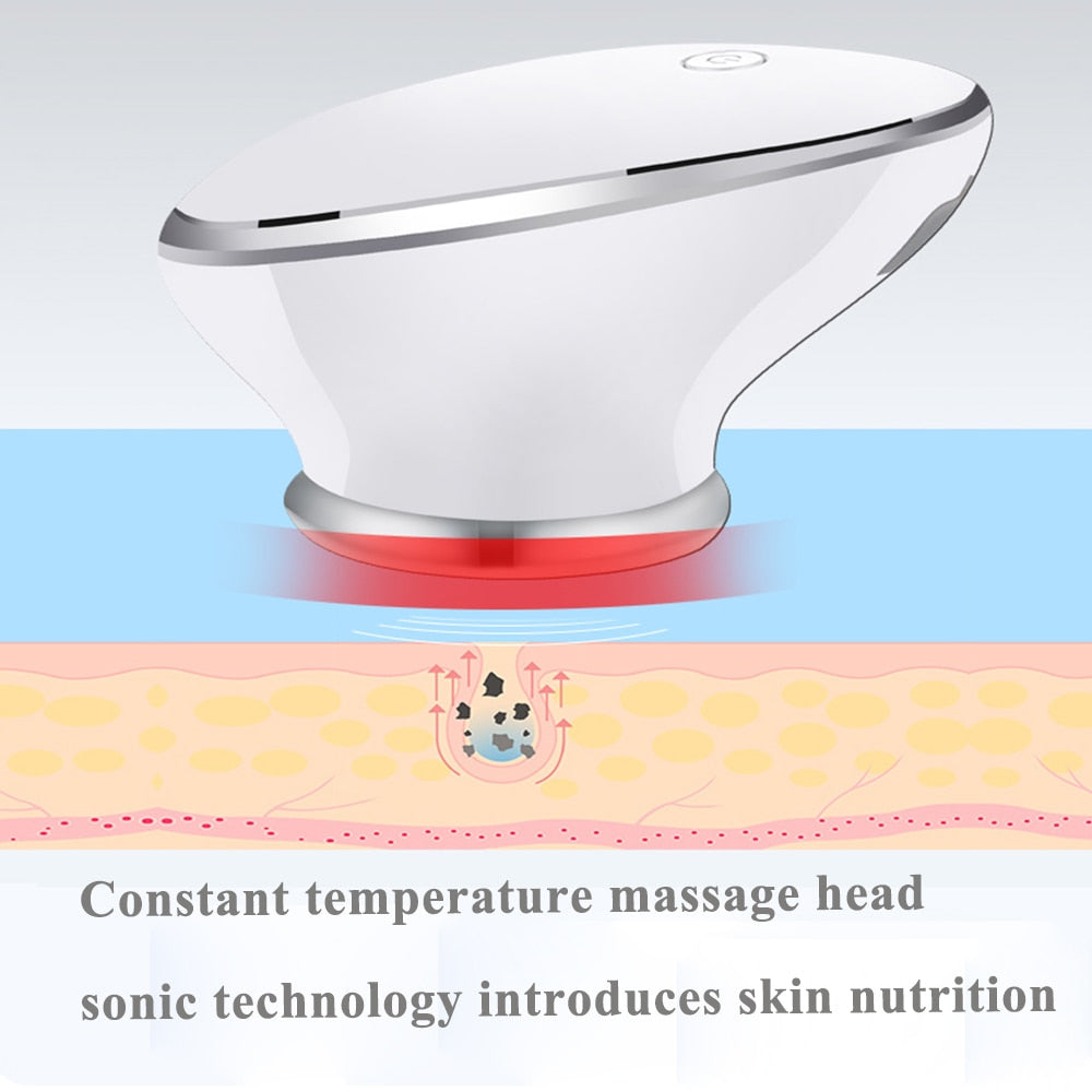 Electric Heating Facial Cleansing Brush 2 in 1 Heated Massager&Sonic Vibrating,Facial Cleanser Brush for Skin Exfoliation