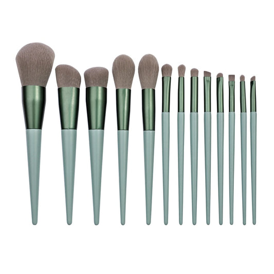 13pcs Wooden Conical Makeup Brushes Set Long Bronzer Sculpting Highlight Eyeshadow Eyeliner Brow Lip Cosmetic Kit