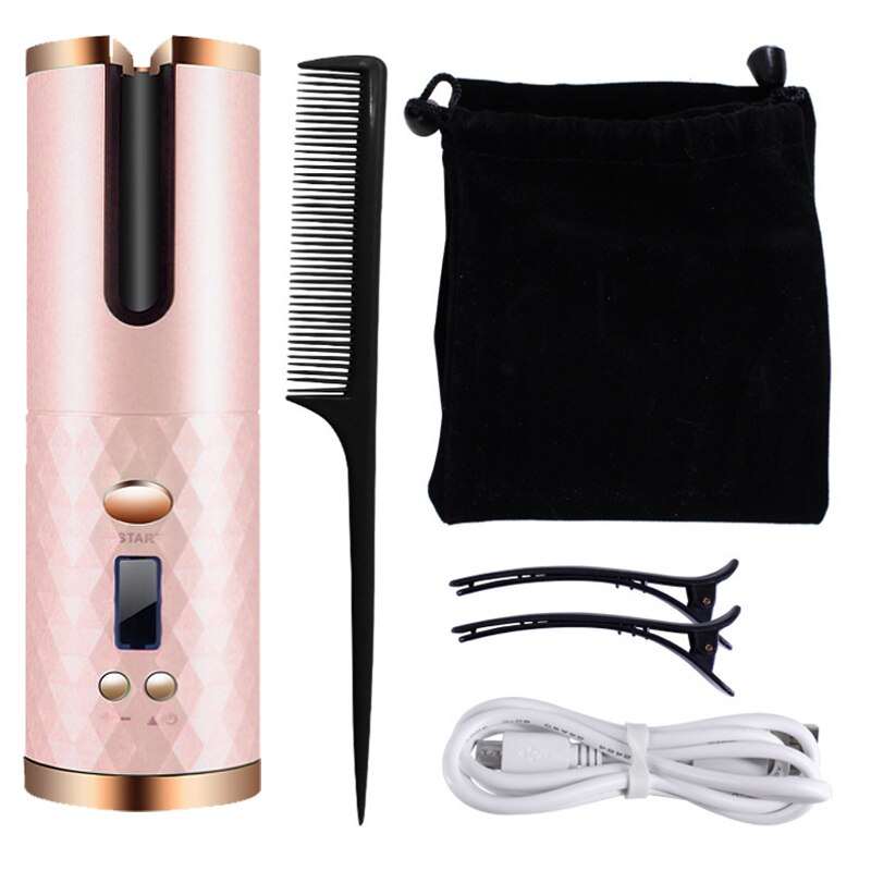 Wireless Automatic Hair Curler Rechargeable Ceramic Curling Iron Hair Waver Auto Rotating Tongs LCD Display Curly Styling Tools