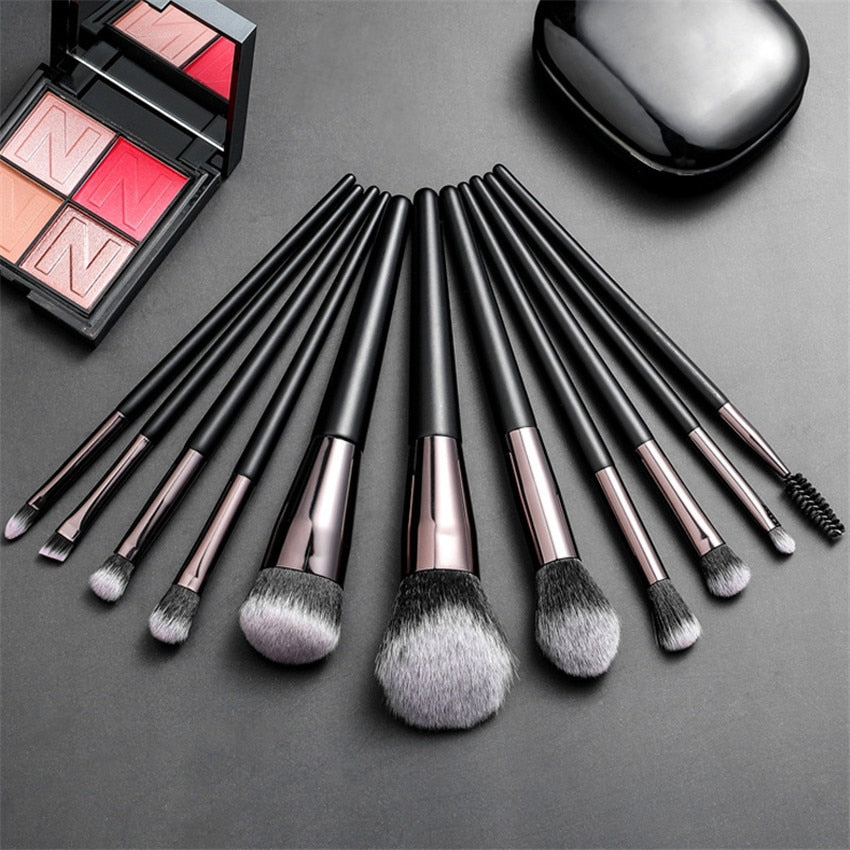 11pcs Makeup Brushes Set Hair Soft Beauty Foundation Eyeshadow Brushes Make Up Wood Cosmetic Kit Eyelashes