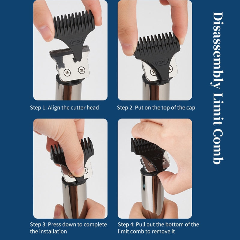 Electric Hair Clipper for Men Wireless Hair Trimmer T Blade USB Rechargeable 0mm Barber Haircut Shaver Machine Digital Display