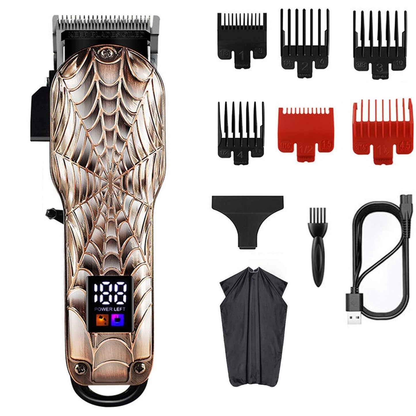 Professional Barber Hair Clippers Home Hair Cutting Machine with LCD Display Adjustable Cone Rod Trimmer For Men Grooming Kit