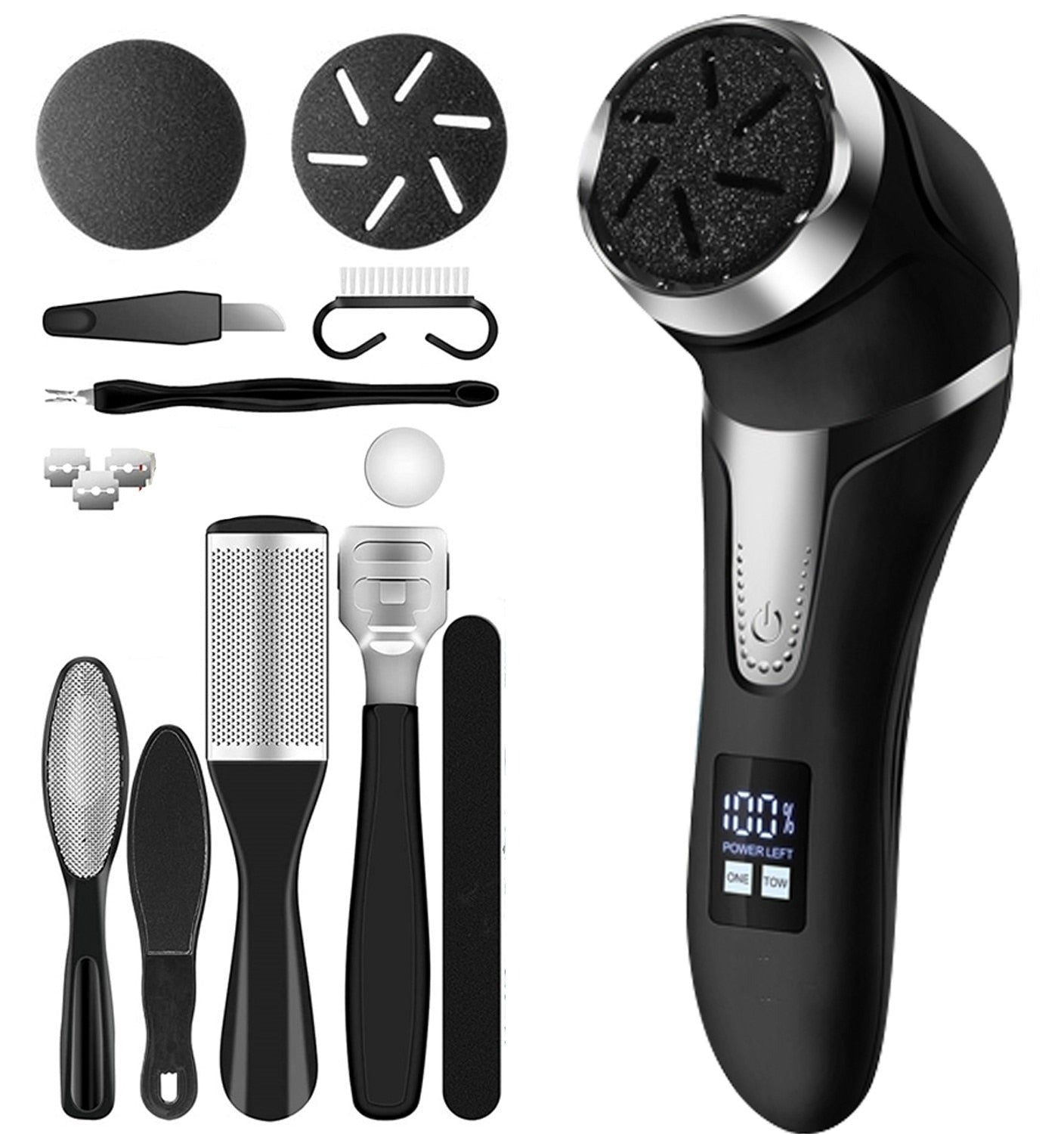 Rechargeable Electric Foot Rasp Electric Pedicure Foot Sander IPX7 Waterproof 3 Grinding Heads to Eliminate Feet Dead Skin