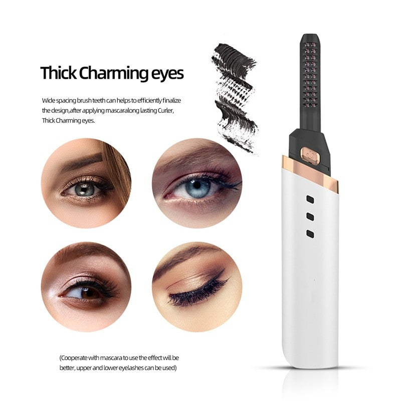 Electric Eyelash Curler Portable Heated Eyelashes Curling USB Rechargeable Beauty Makeup Tool Long Lasting Lash Lifting Ironing