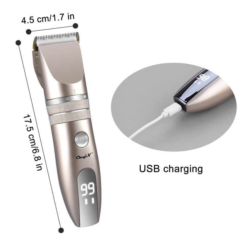 Electric Hair Clipper Rechargeable Hair Trimmer Titanium Ceramic Blade Salon Men Hair Cutting Barber Machine Lcd Display