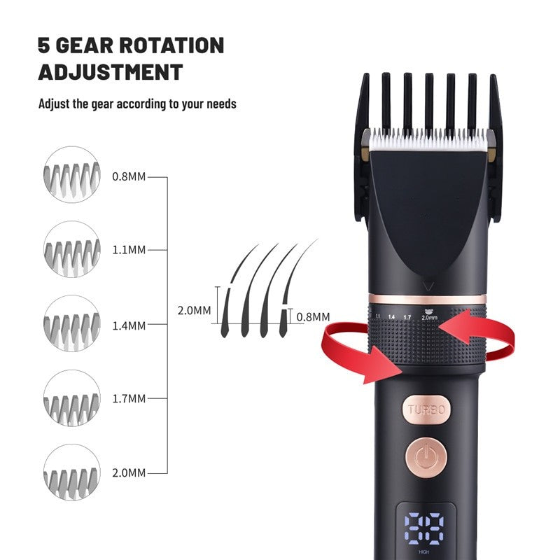 Electric Hair Clipper Usb Hair Trimmer Titanium Ceramic Blade Men Cordless Hair Cutting Barber Machine Lcd Display