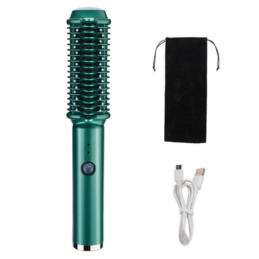 Electric Hair Straightener Comb Fast Heat-up Ceramic Straightening Brush USB Charge Smooth Straight Styler Wireless Curling Iron