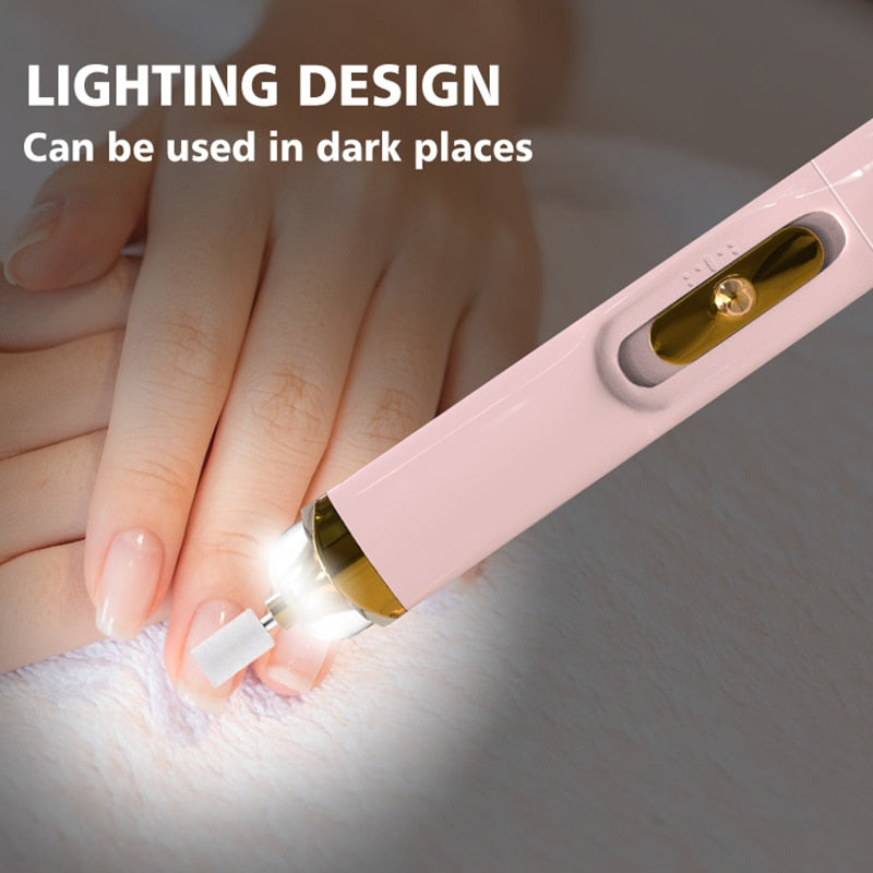 USB Professional Electric Pen-Shape Nail Drill Machine 5 IN 1 LED Nail Art Drill Set File Nail Pedicure Drill Nails Apparatus