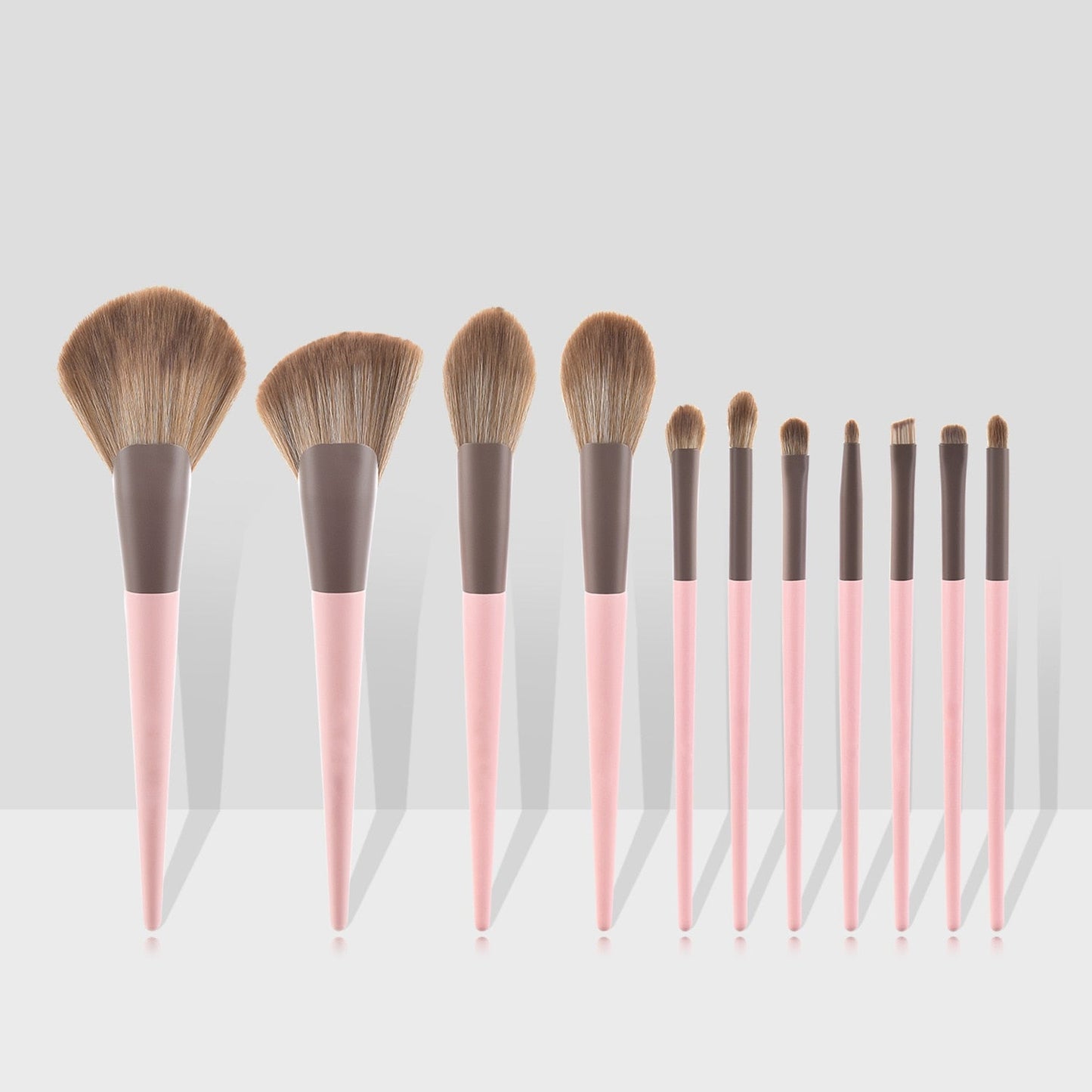 11pcs Makeup Brushes Set Cone Wooden Handle Foundation Eyeshadow Loose Powder Cosmetic Beauty Kit