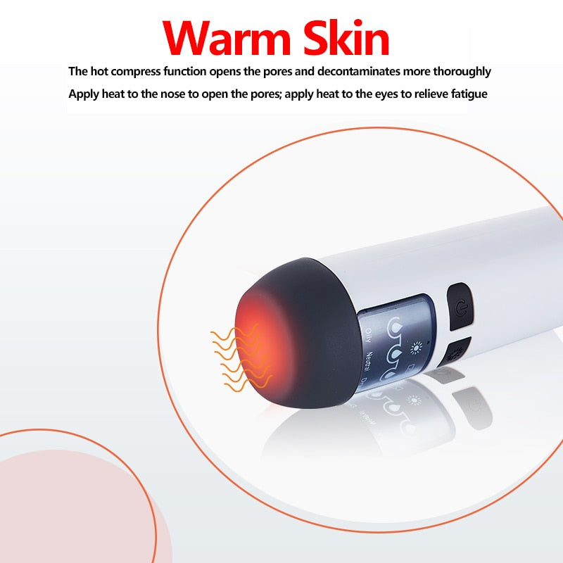 Electric Blackhead Remover Facial Pore Cleaner with Heating Vacuum Suction Diamond T Zone Deep Cleaning Pimple Removal Machine