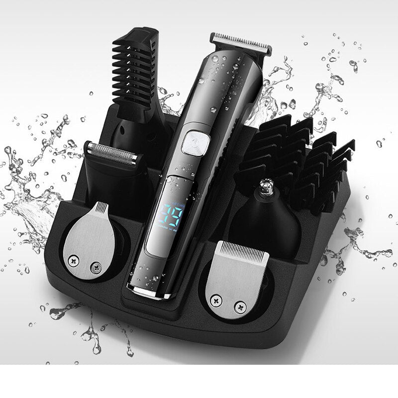 6 In 1 USB Rechargeable Hair Clipper Haircut Machine Beard Trimmer Nose Trimmer Hair Carving Shaver Eyebrow