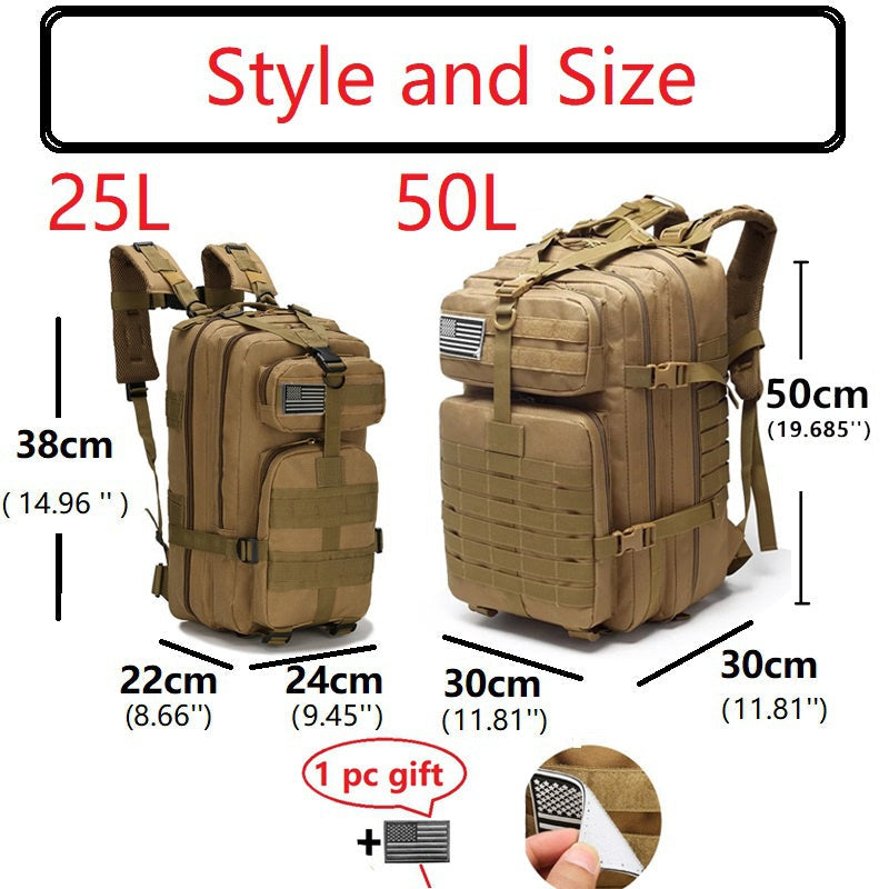 25L/50L Army Military Tactical Backpack Large Hiking Backpacks Bags Business Men Backpack