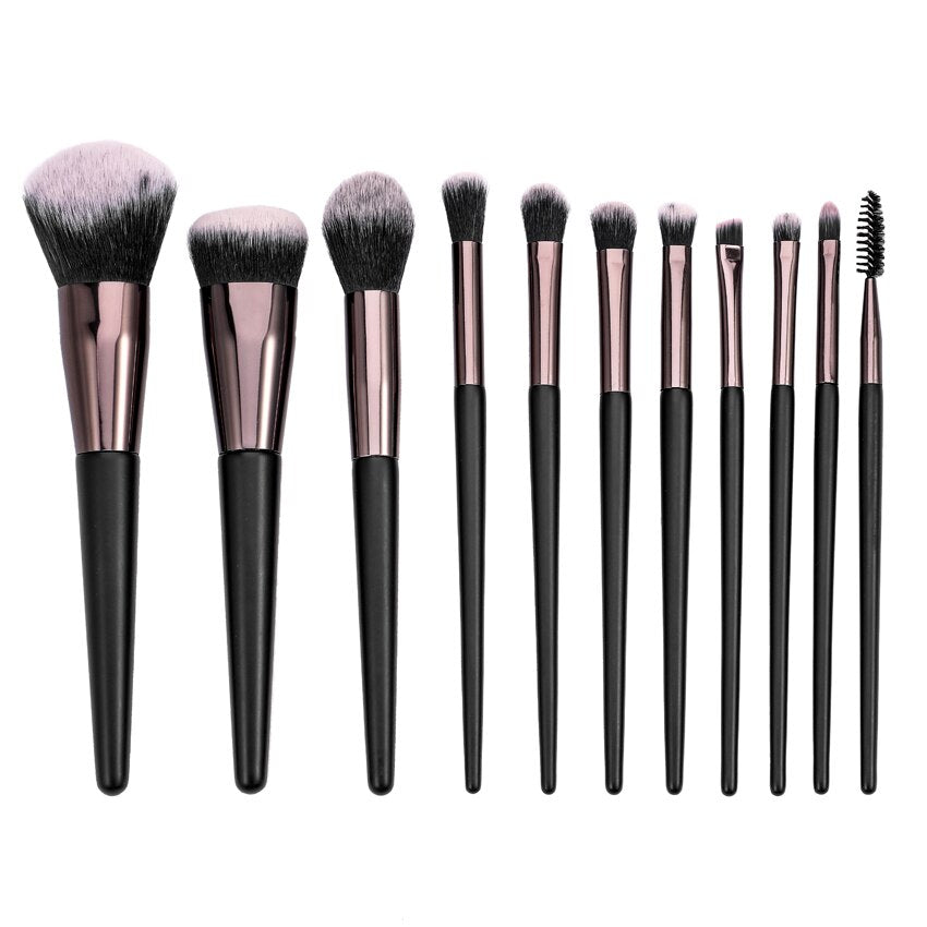 11pcs Makeup Brushes Set Hair Soft Beauty Foundation Eyeshadow Brushes Make Up Wood Cosmetic Kit Eyelashes