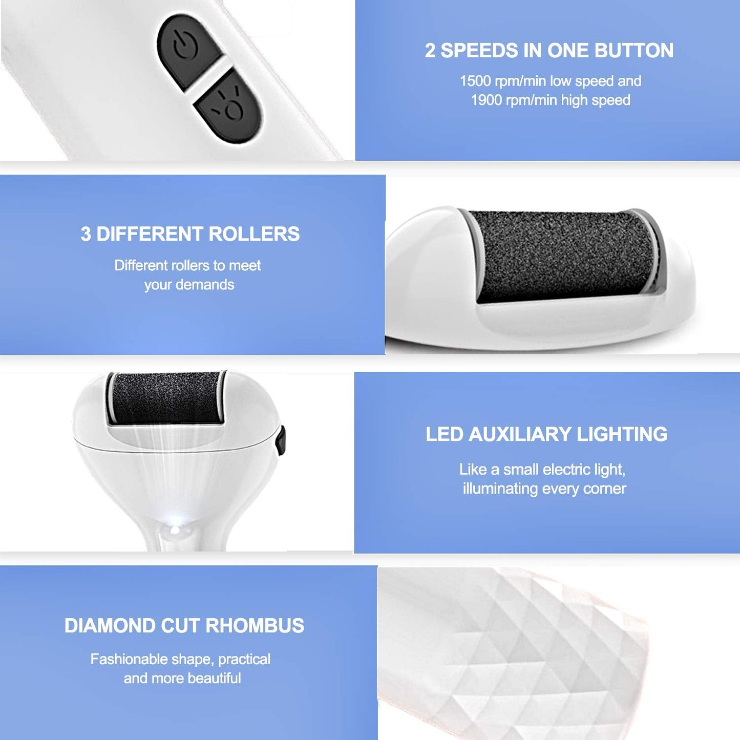 USB Charging Hard Dry Skin Cuticle Cocoon Removal Portable Electric Foot Grinder Care Sharpener File Professional Pedicure Tool