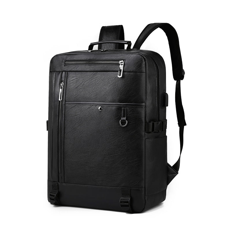 High Quality PU Leather Backpack Men Multifunctional Luxury Urban Bag For Laptop 13.3 Inches Waterproof Anti-theft Rucksack Man