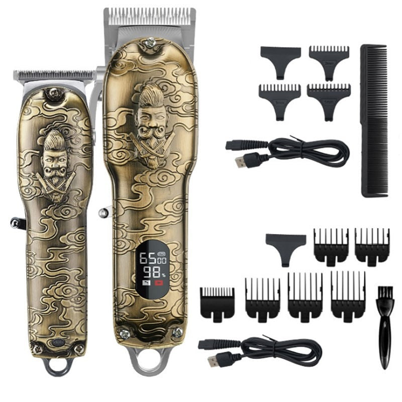 Professional Electric Powerful 10W Hair Clipper Combo Kits Metal Housing Hair Trimmer for Men Barber Cordless Haircut Machine