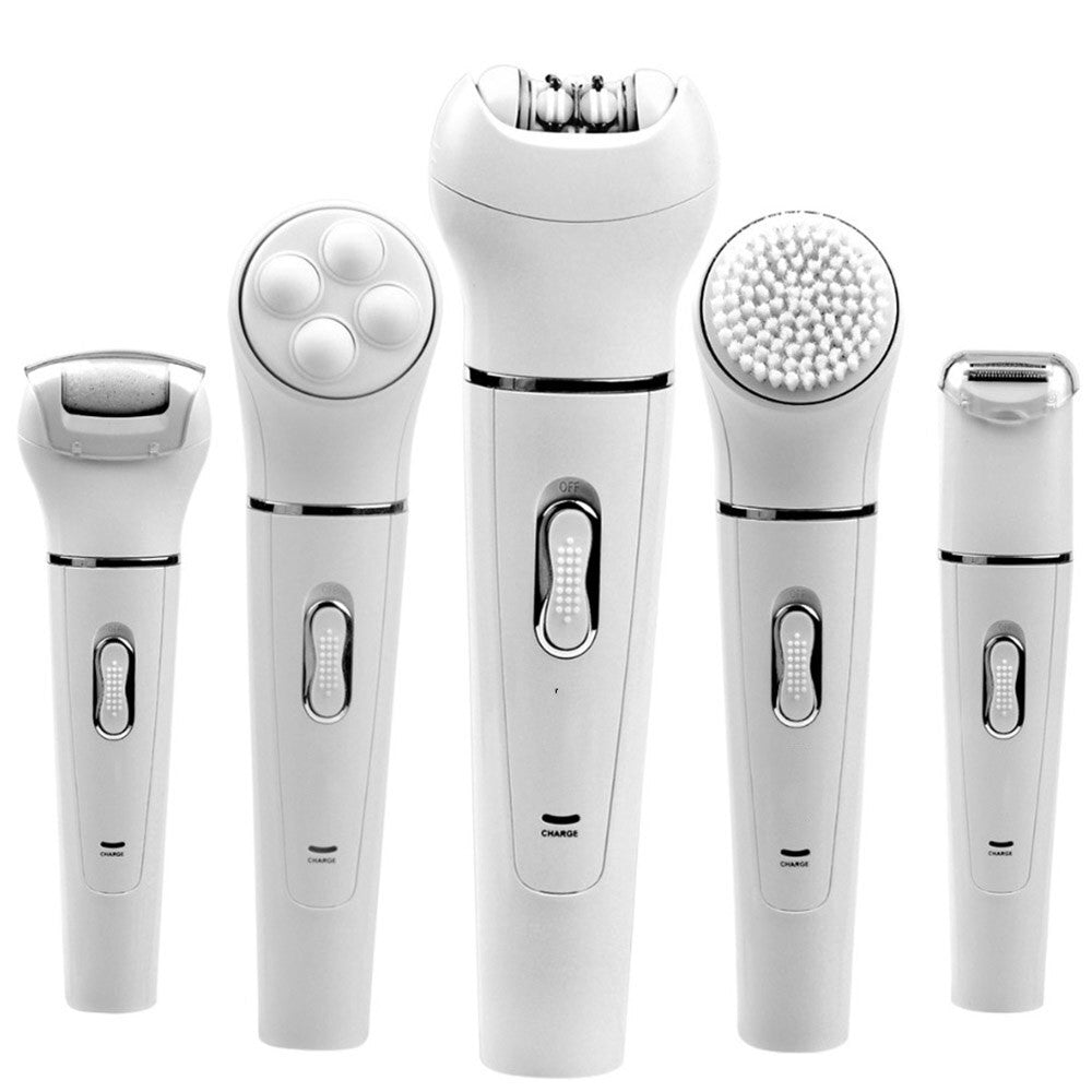 5-in-1 Electric Facial Cleanser Massager Shaver Epilator Body Massage Face Skin Pore Deep Clean Women Beauty Skin Care Machine